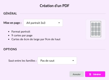 Panneau de gestion du PDF