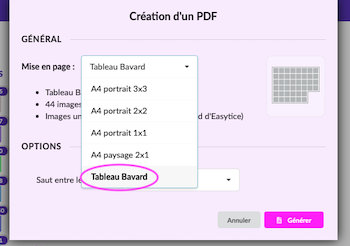 Panneau de gestion du PDF